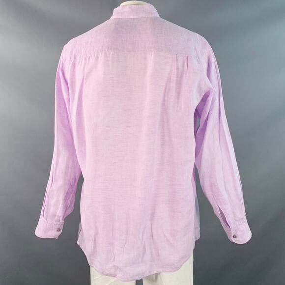 ERMENEGILDO ZEGNA Size XL Purple Lavender Linen One Pocket Long Sleeve Shirt - Picture 3 of 6